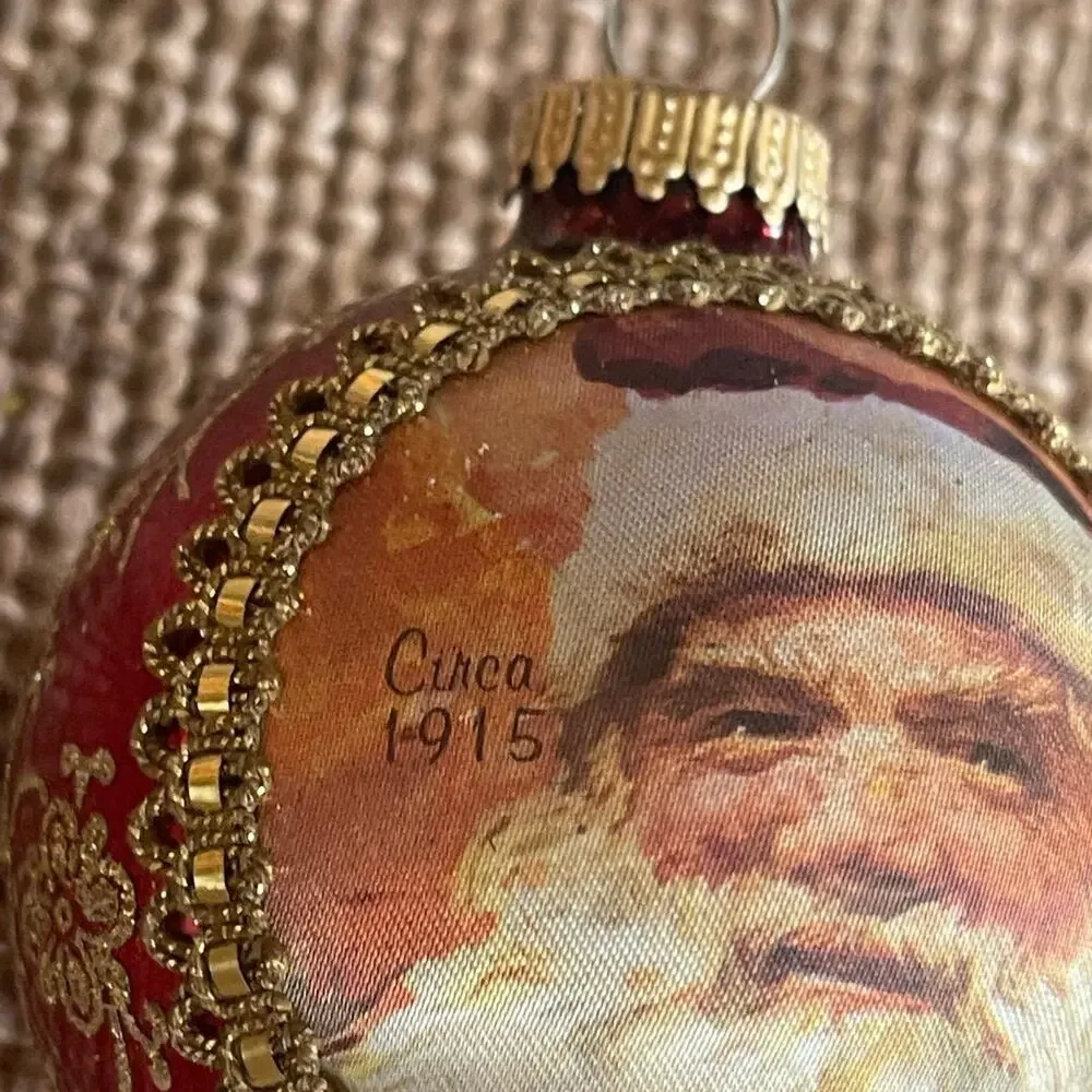 Vintage Krebs Masters on Silk Santa Christmas ornament Santa Claus face 1999